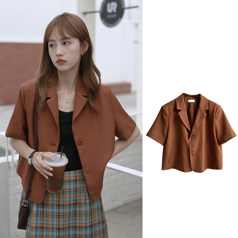 NUZIRO  Áo khoác blazer tay ngắn phong cách thời trang Hàn Quốc