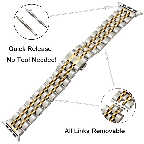 Dây đeo đồng hồ đeo tay bằng thép không gỉ có khóa bướm dành cho Apple Watch Series 1 2 3 4 5 6 SE 38mm 40mm 42mm 44mm Series 7 41mm 45mm