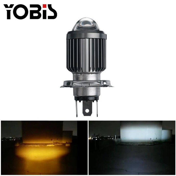 Đèn Pha Bi Cầu Yobis Chân H4 Ánh Sáng Trắng - Vàng Tản Nhiệt Nhôm Yobis
