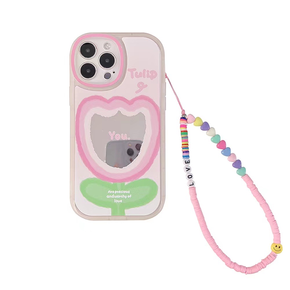 Ốp Điện Thoại tpu Dẻo Họa Tiết Hoa Tulip Kèm Vòng Đeo Tay Cho Iphone 12 pro max 11 pro max xs max xr x 13promax 7plus