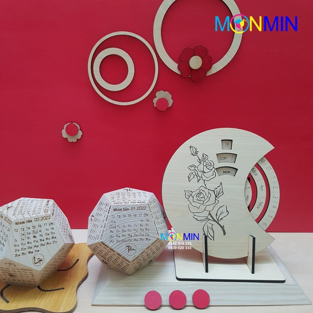 Lịch gỗ vạn niên để bàn Monmin tinh tế - Món quà ý nghĩa mang giá trị vượt thời gian