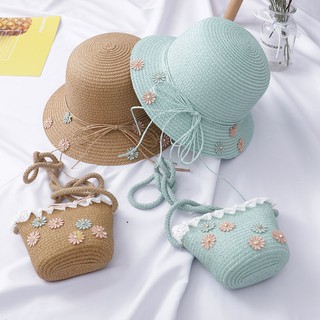 Combo Mũ & túi cói đi biển MadebyViet 🏄‍♀️ freeship ✨ Mũ, túi cói hoa cúc cho bé gái