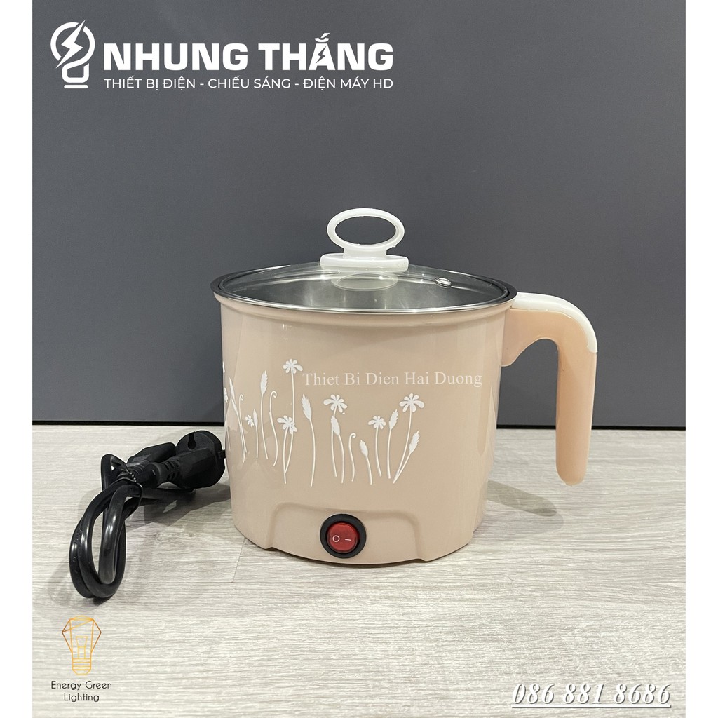 Nồi nấu mì siêu tốc, nồi lẩu điện mini 1-2 người ăn 1,8L size 18cm Lòng nồi inox an toàn LD-182 - Bảo hành đổi mới 1 năm