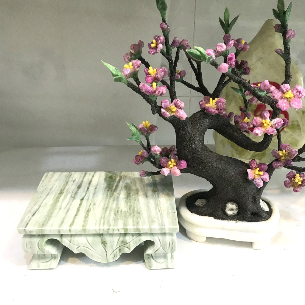 Cây hoa đào bonsai bằng đá ru by cho Tết vĩnh cửu