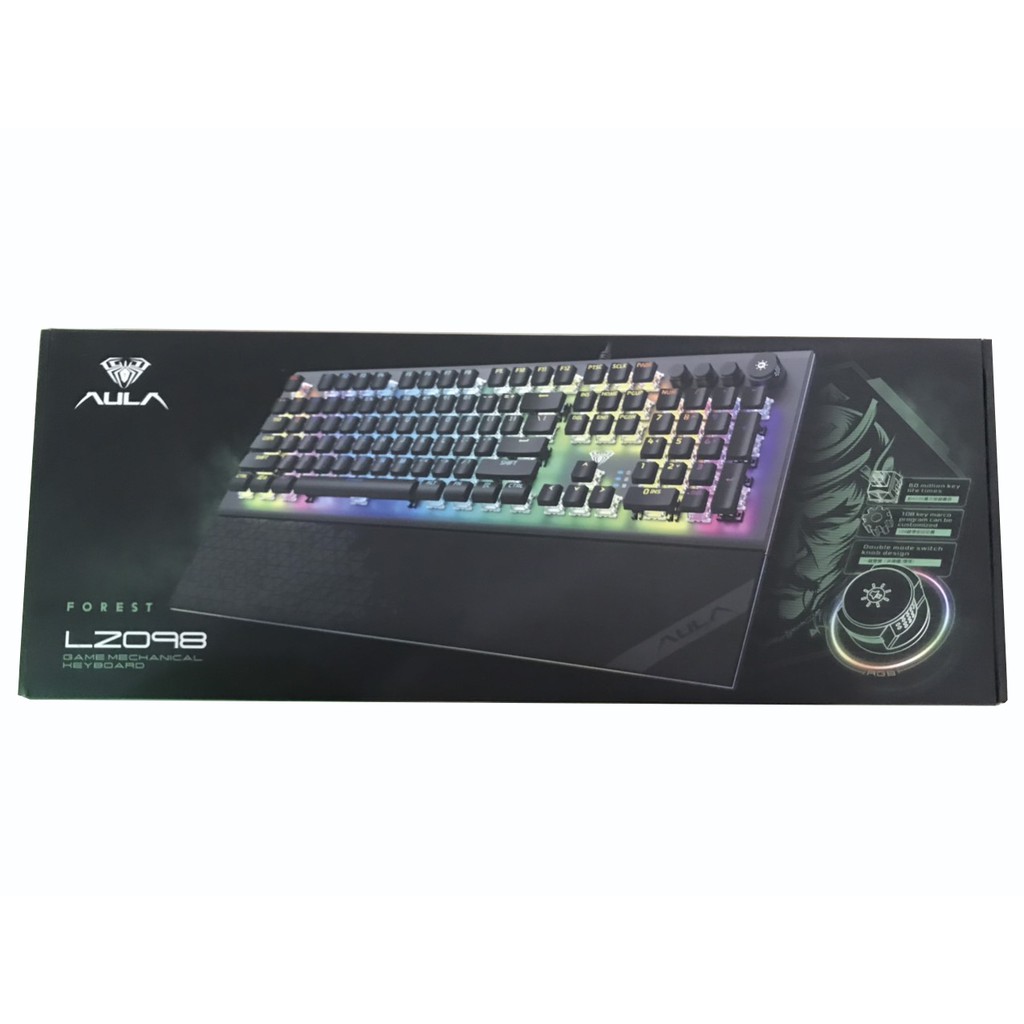 Bàn Phím Cơ AULA L2098 RGB Toàn Bộ Bảng Kim Loại Lập Trình Marco Công Tắc Màu Đen/Xanh Dương Pha Lê,hơn 20 chế độ led