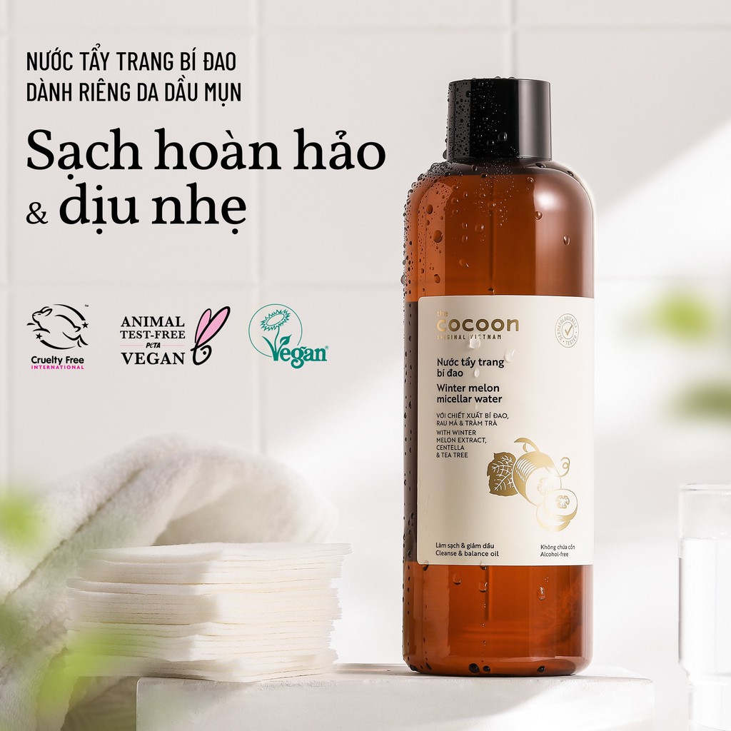 Nước tẩy trang bí đao COCOON Winter Melon Micellar Water 500ml COCN11