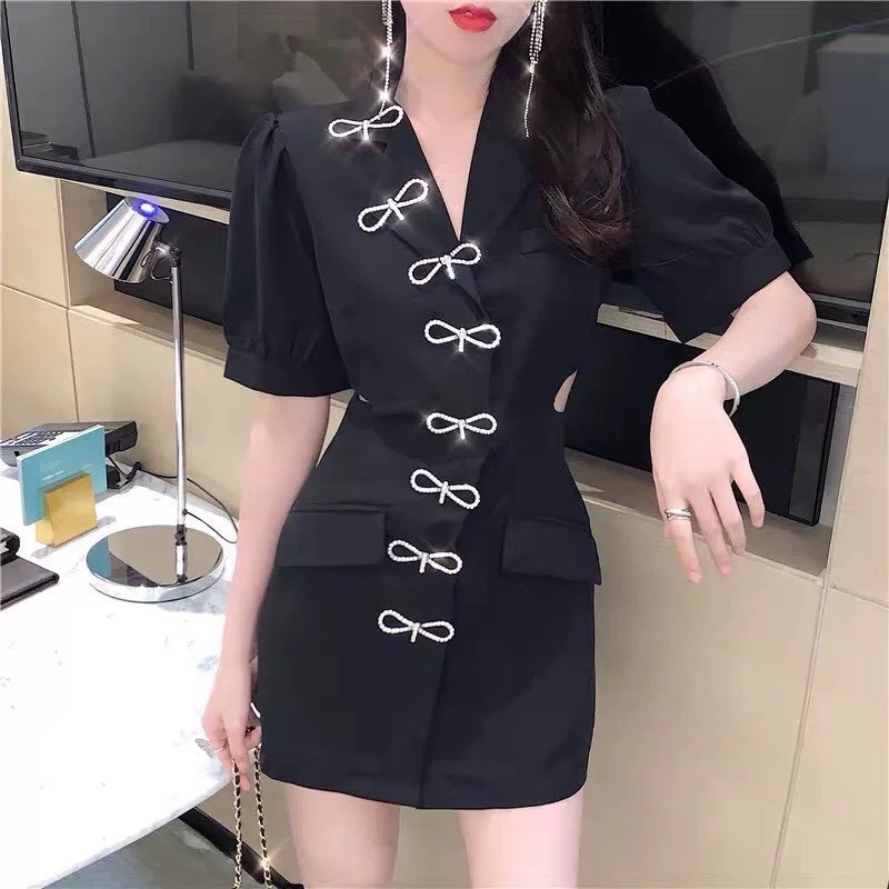 ĐẦM CỔ VEST KHOÉT EO ĐI DỰ TIỆC | BigBuy360 - bigbuy360.vn