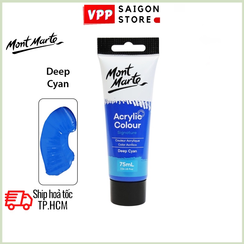 Màu Acrylic Mont Marte 75ml - Deep Cyan - aAcrylic Colour Paint Signature 75ml (2.54oz) - MSCH7518