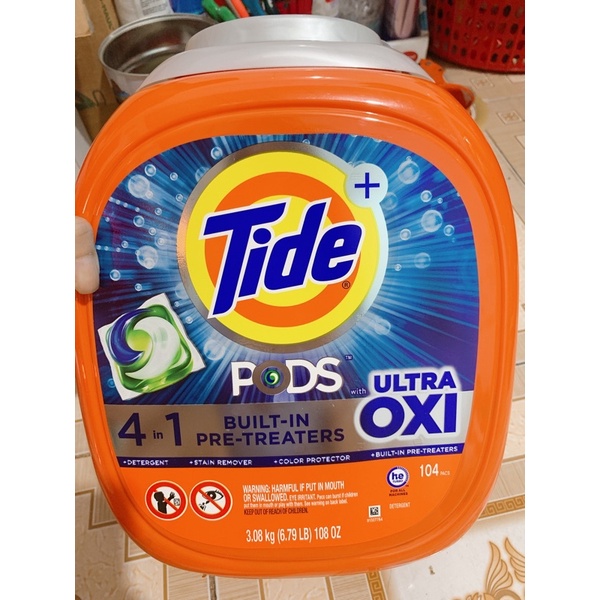 viên giặt Tide pod ultra oxy 104 viên Mỹ