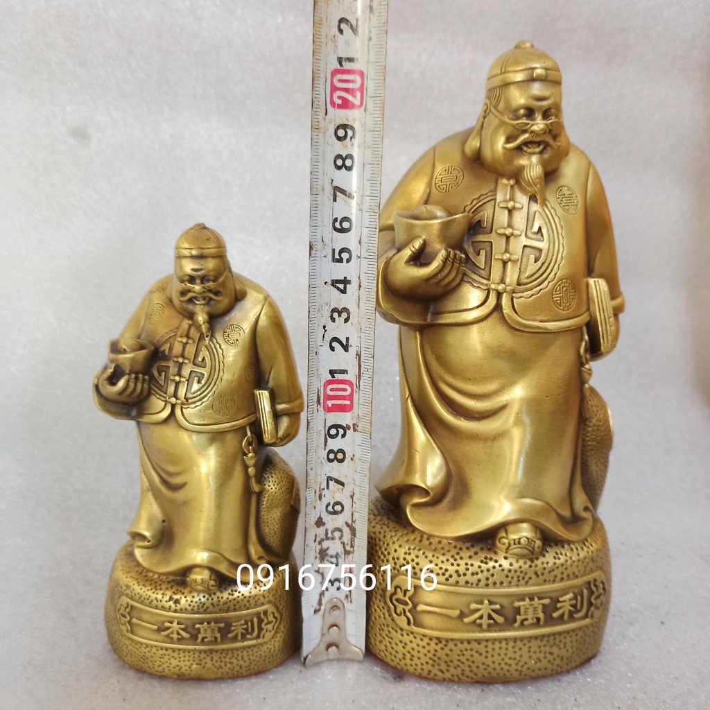 Ông Quản Gia Bằng Đồng cao 22cm, Tượng Phú Ông Thẩm Vạn Tam, tượng đồng Phong Thủy, quà tặng chiêu tài