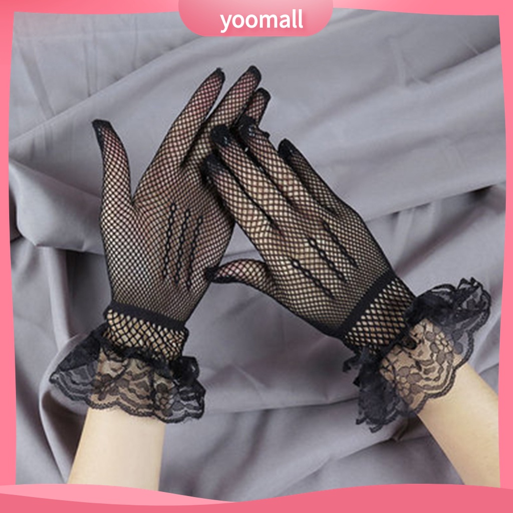 Yomall♡ 1 Đôi Găng Tay Cô Dâu Phối Ren Đính Nơ Thời Trang
