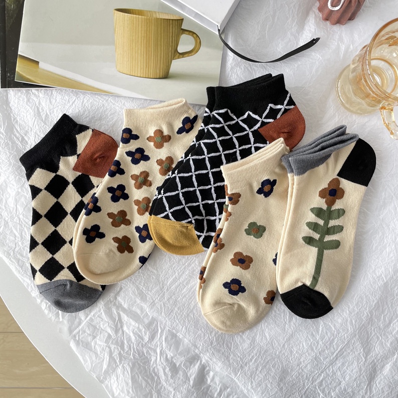Vớ tất cổ ngăn bông hoa phong cách Boho