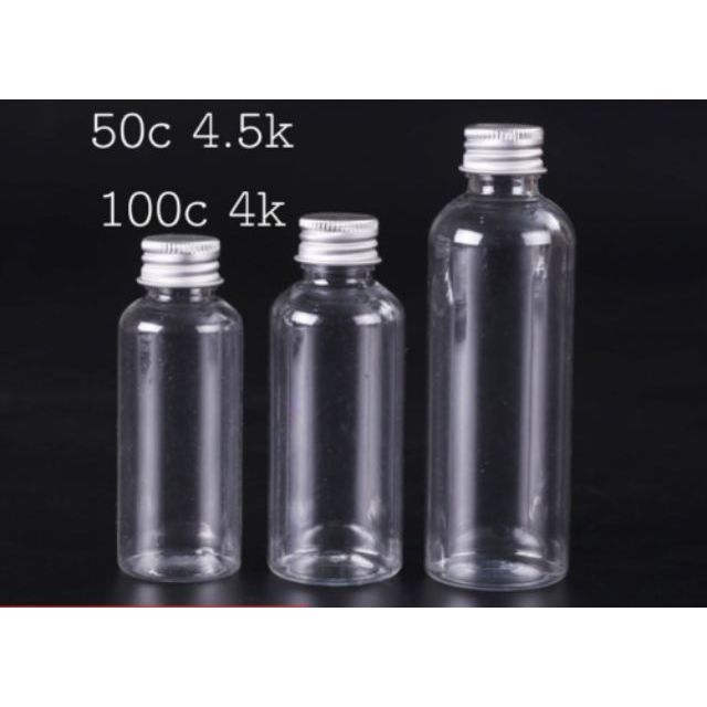 Chai trong nắp nhôm cuốn 30ml/50ml /100ml - chai nhựa pet - chai lọ mỹ phẩm