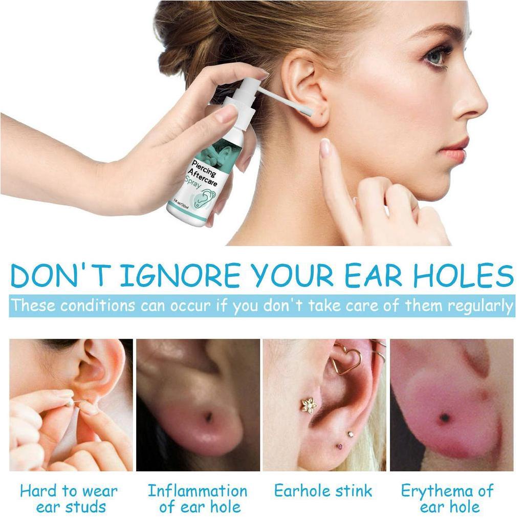2 cái 30ml Xịt chăm sóc sau xỏ khuyên Giảm sưng Loại bỏ mùi hôi Dung dịch làm sạch lỗ tai