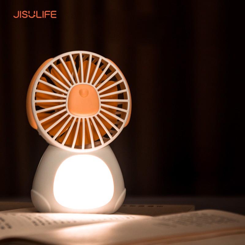 Quạt mini tích điện đáng yêu sạc điện nhanh kiêm đèn ngủ thông minh Jisulife F3 – Quạt điện để bàn hoạt động yên tĩnh
