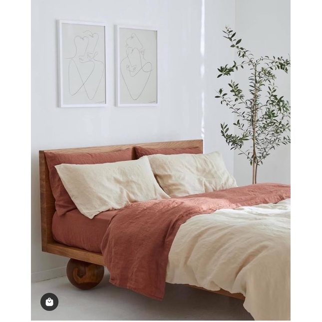 Bộ chăn ga linen premium màu Terracota