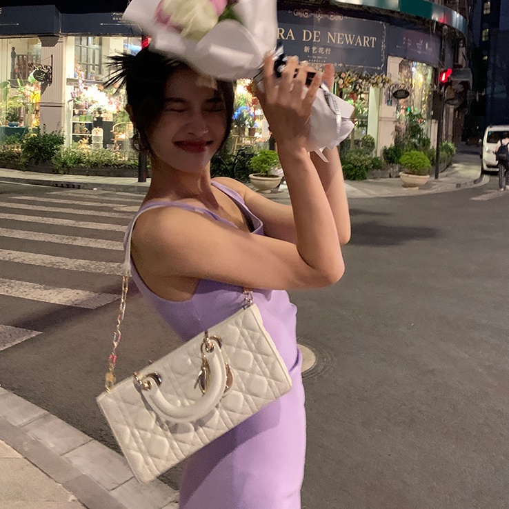 SUXI Đầm Hai Dây Dáng Ôm Dài Thời Trang Mùa Hè Quyến Rũ Cho Nữ