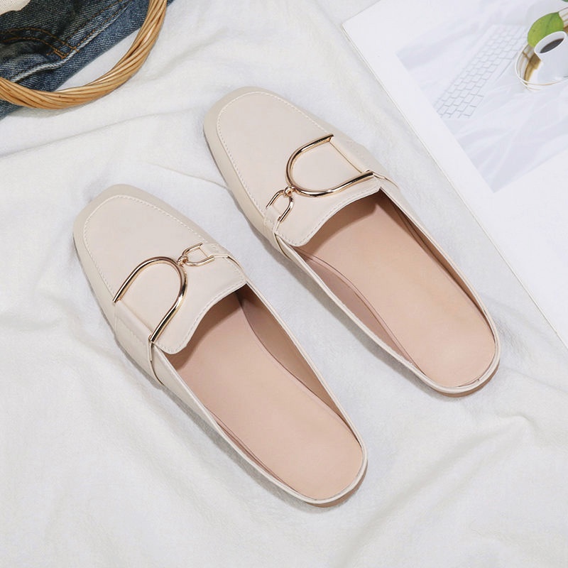 Giày lười hở gót IELGY mũi vuông chống trượt thiết kế thoải mái phong cách Hàn Quốc cho nữ tùy chọn màu sắc