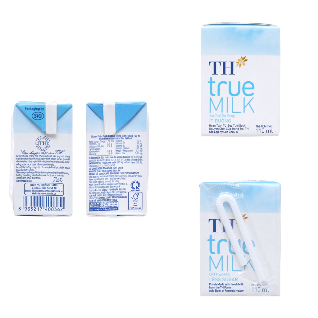 THÙNG SỮA TƯƠI TIỆT TRÙNG TH TRUE MILK 48 x 110ML