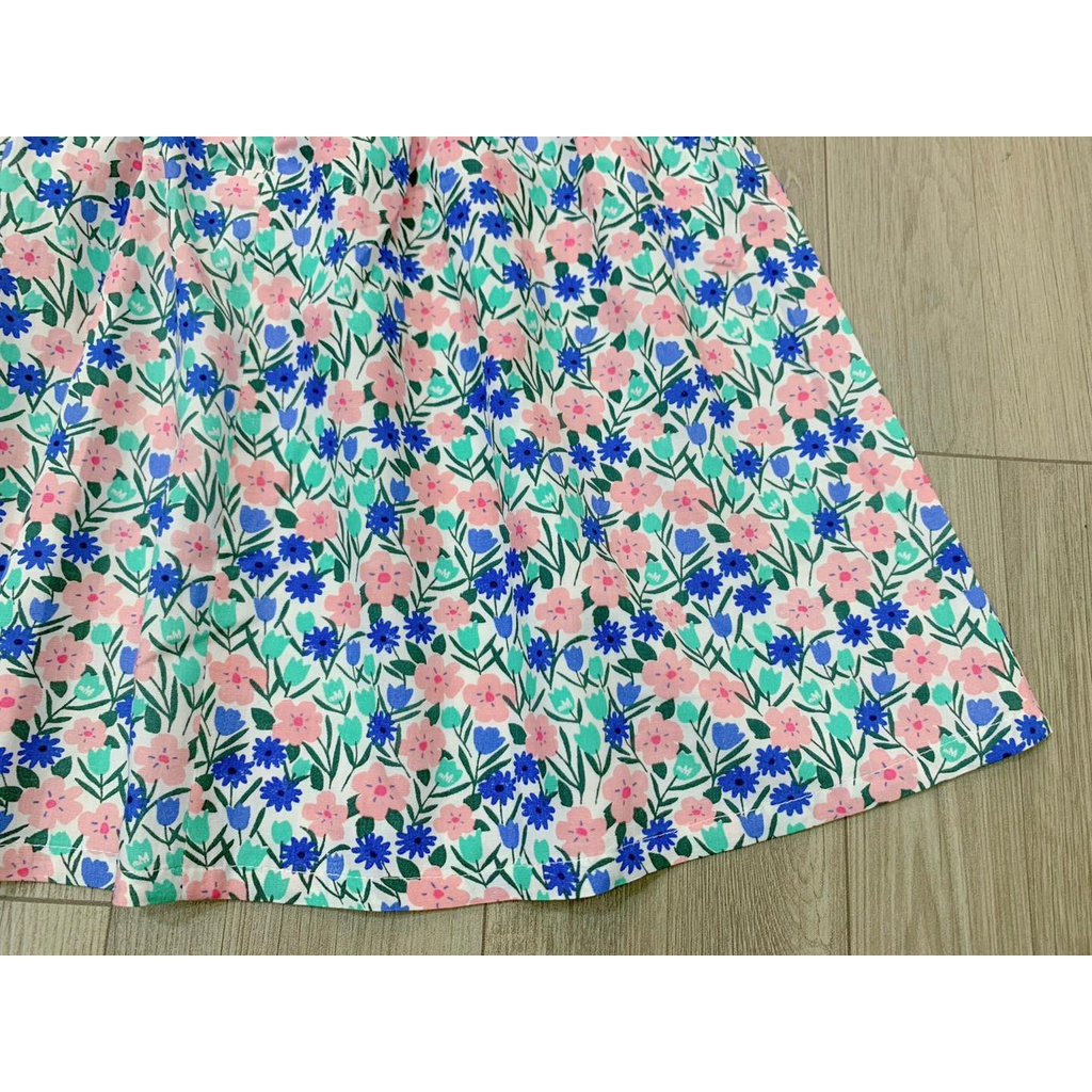 Váy thô hoa xanh cổ trắng M.M dễ thương Nga Fish v13X8