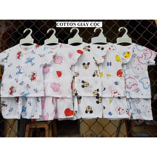 Hàng loại 1: Bộ quần áo chất liệu Cotton giấy cộc cài khuy cho bé trai/gái