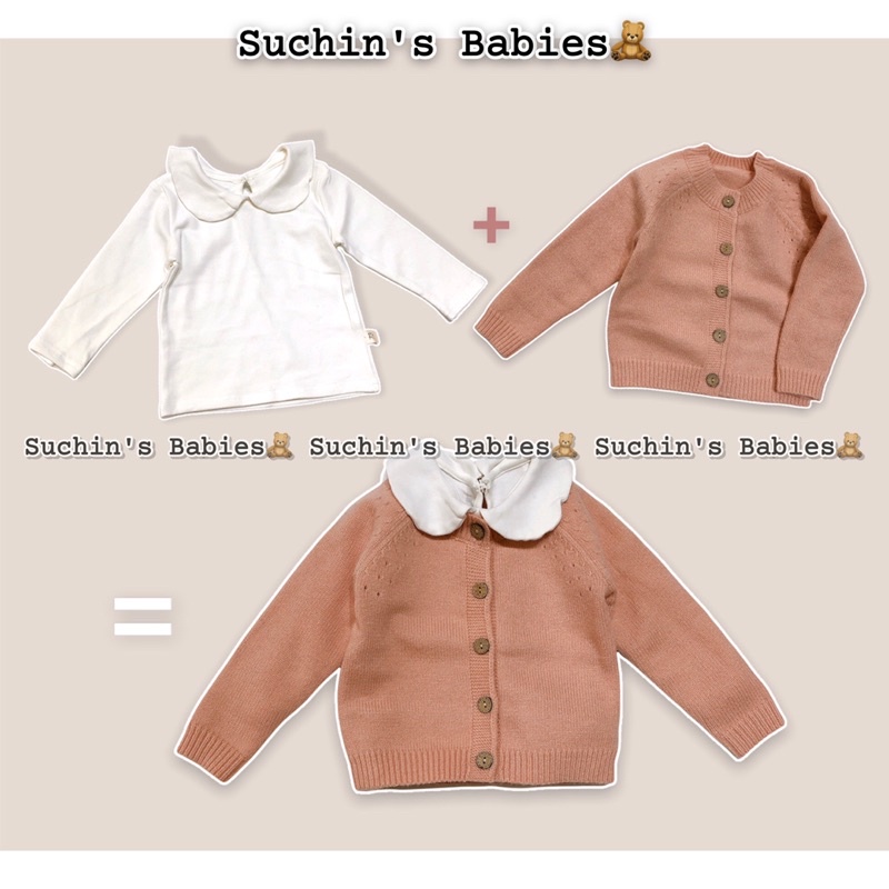 Áo khoác len 3 màu, áo cổ sen cho bé gái Suchin
