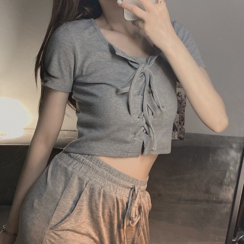 Áo thun QKOOLE tay ngắn phong cách Hàn Quốc cổ điển thời trang cho nữ