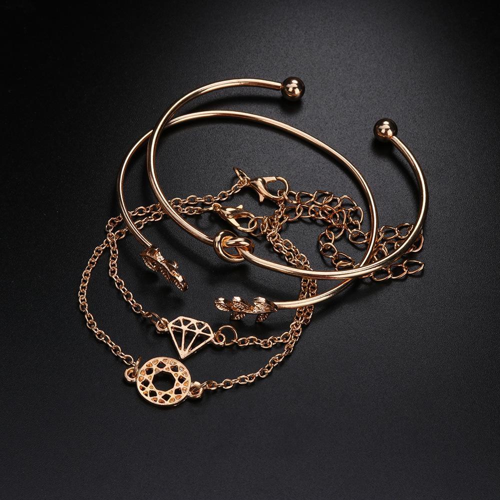 Set 4 Vòng Tay Hợp Kim Phong Cách Bohemian Cho Nữ
