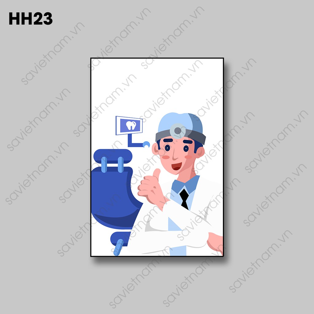 Tranh Nha khoa đẹp chủ đề hoạt hình - CANVAS GỖ VIỀN ĐEN- link 2