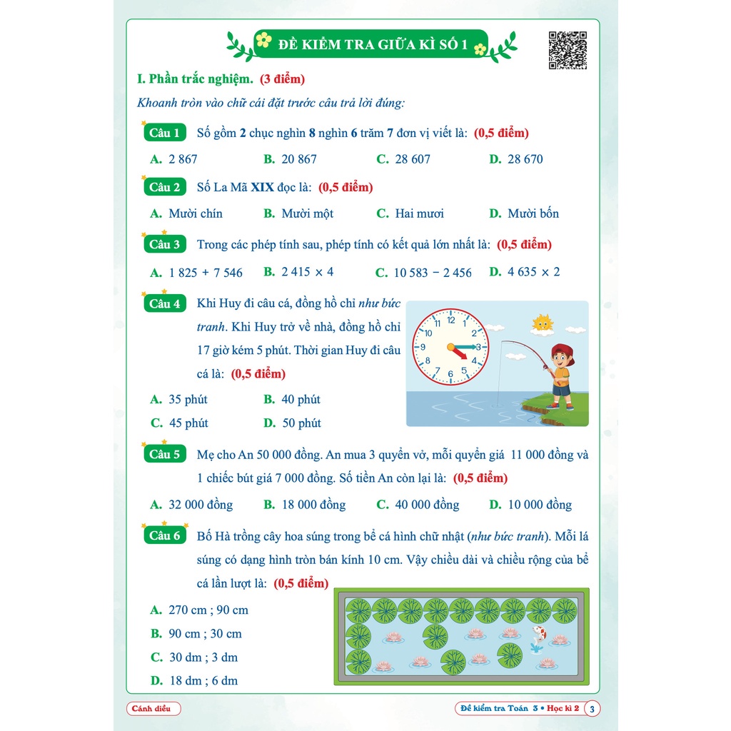 Sách - Đề Kiểm Tra Toán Lớp 3 - Học Kì 2 - Cánh Diều