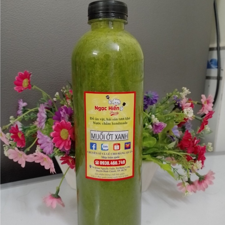 Sỉ muối ớt xanh nhà làm cho hàng quán, giá tiết kiệm chai 1000ml, NGỌC HIỂN FOODS