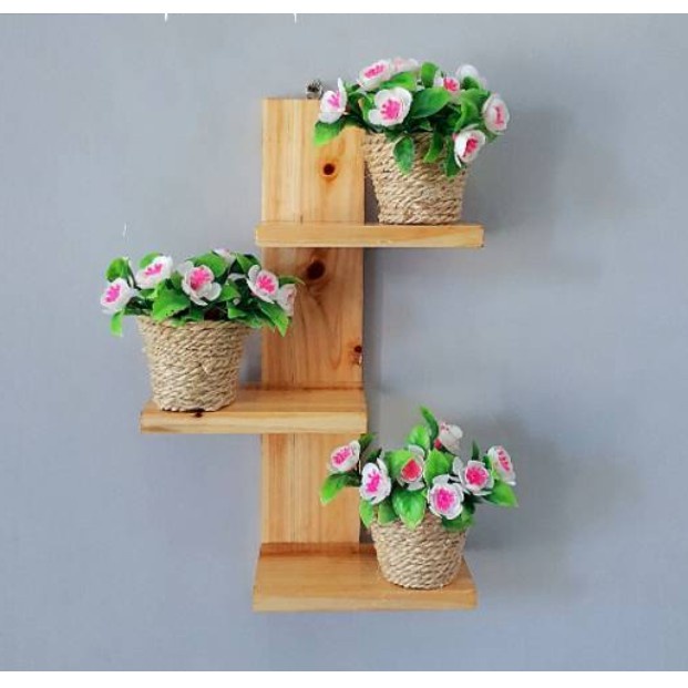 Giá treo kệ treo đồ lưu niệm hoa cây cảnh trong nhà đẹp kệ treo tường kích thước 10x40 và 10x20 3tầng