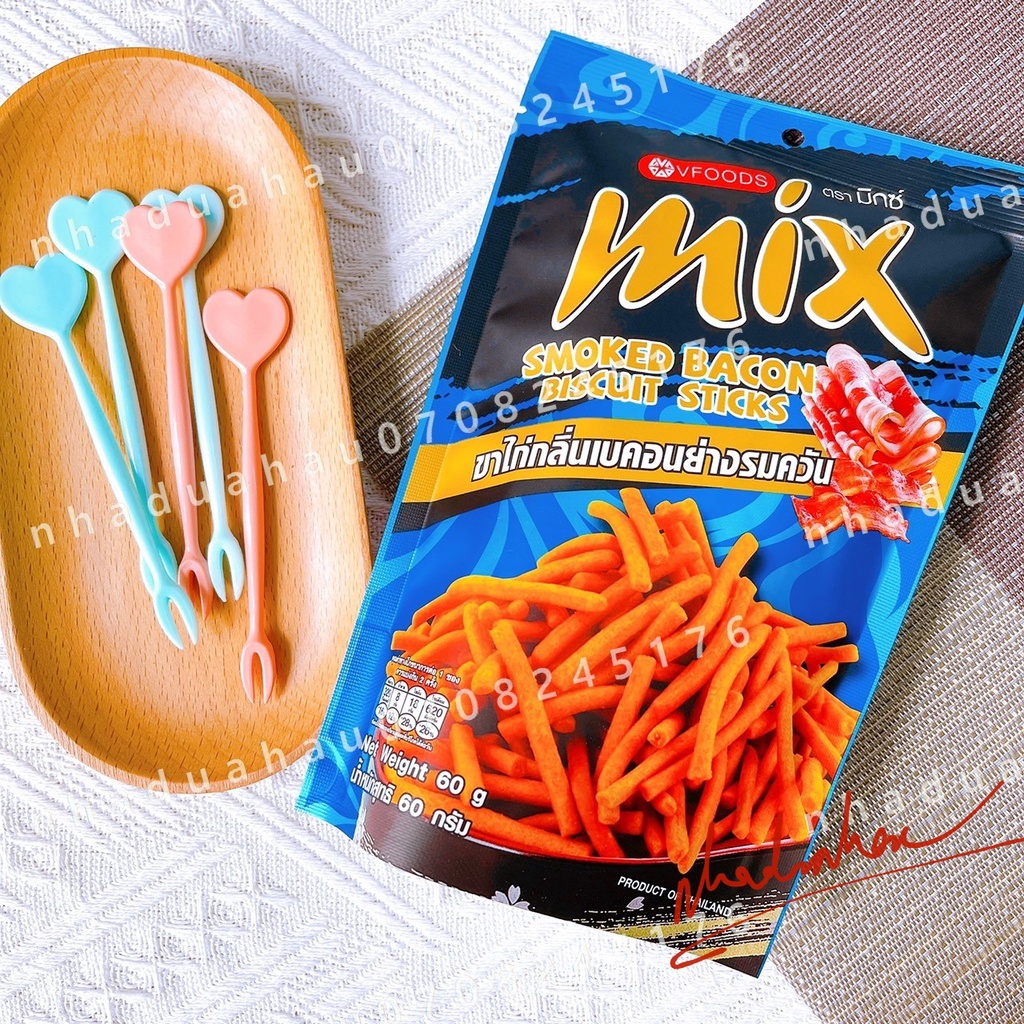 Lốc 6 gói bánh snack/ bim bim tăm que cay MIX Thái Lan gói lớn 60gam