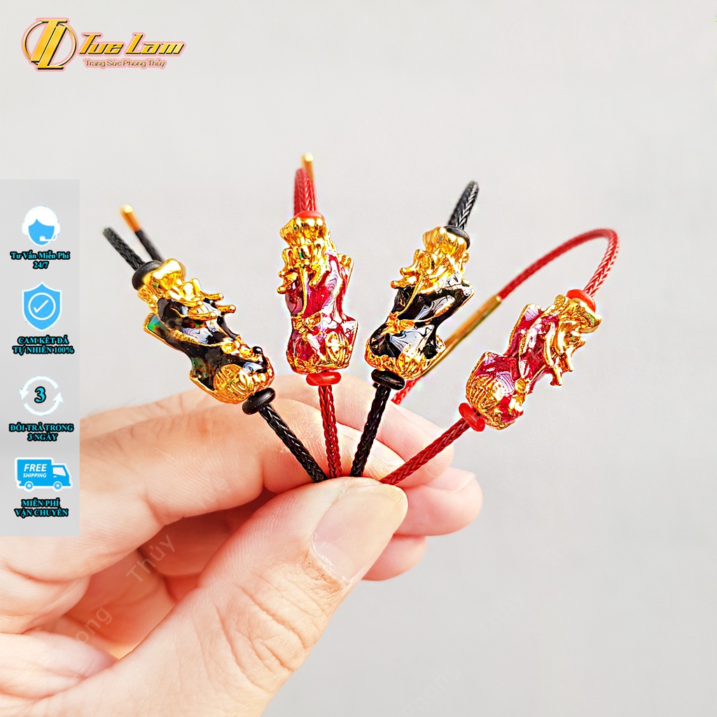 Vòng tay tỳ hưu tài lộc đổi màu mix dây cáp 2mm bền đẹp - Tuệ Lâm