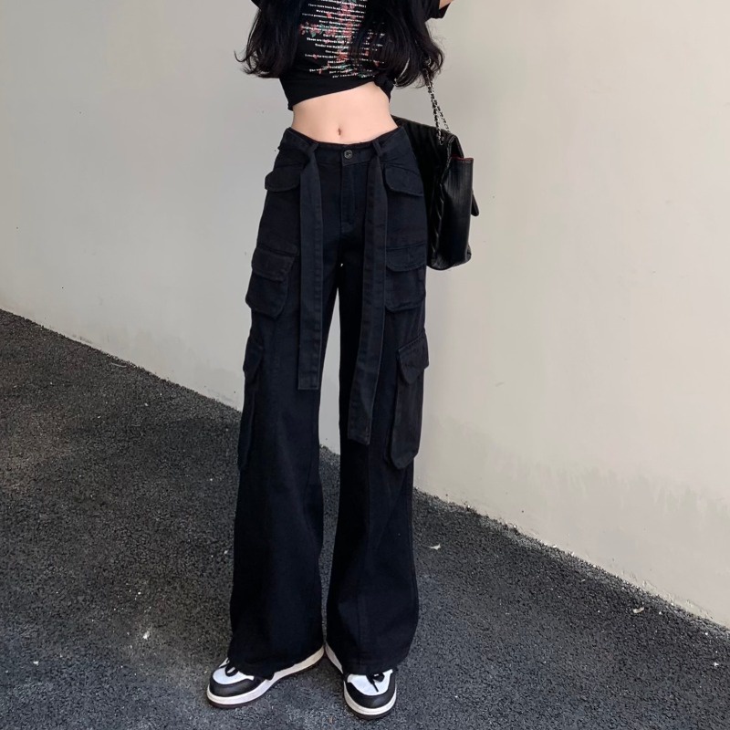 Cocory vn Quần Jeans Lưng Cao Ống Rộng Thời Trang Mùa Hè Cho Nữ