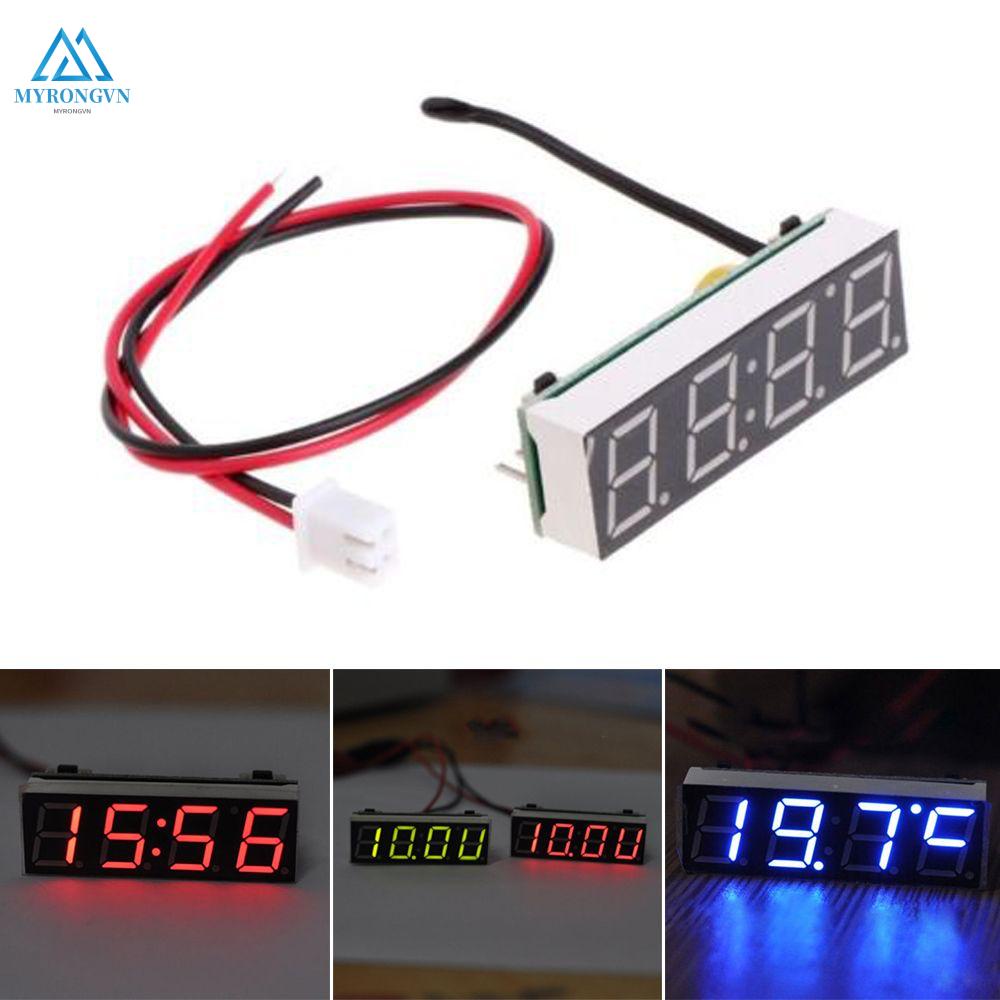 Đồng hồ điện tử mini màn hình led hiển thị nhiệt độ / thời gian đa màu cho xe hơi