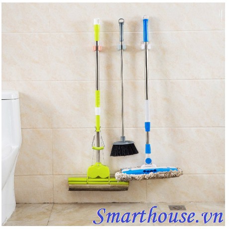 Móc dán tường kẹp giữ cây lau nhà, móc treo chổi chịu lực 6kg Miễn Phí Vận Chuyển khi đơn đạt giá trị tối thiểu 200k