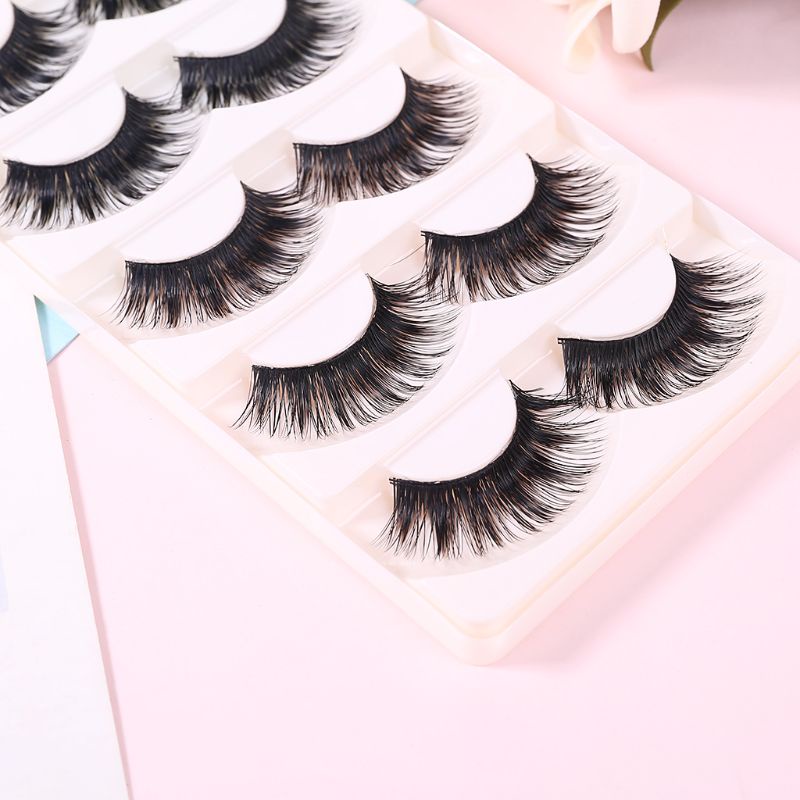 Set 5 Cặp Lông Mi Giả Dày Và Dài Màu Đen Tự Nhiên YOUYO