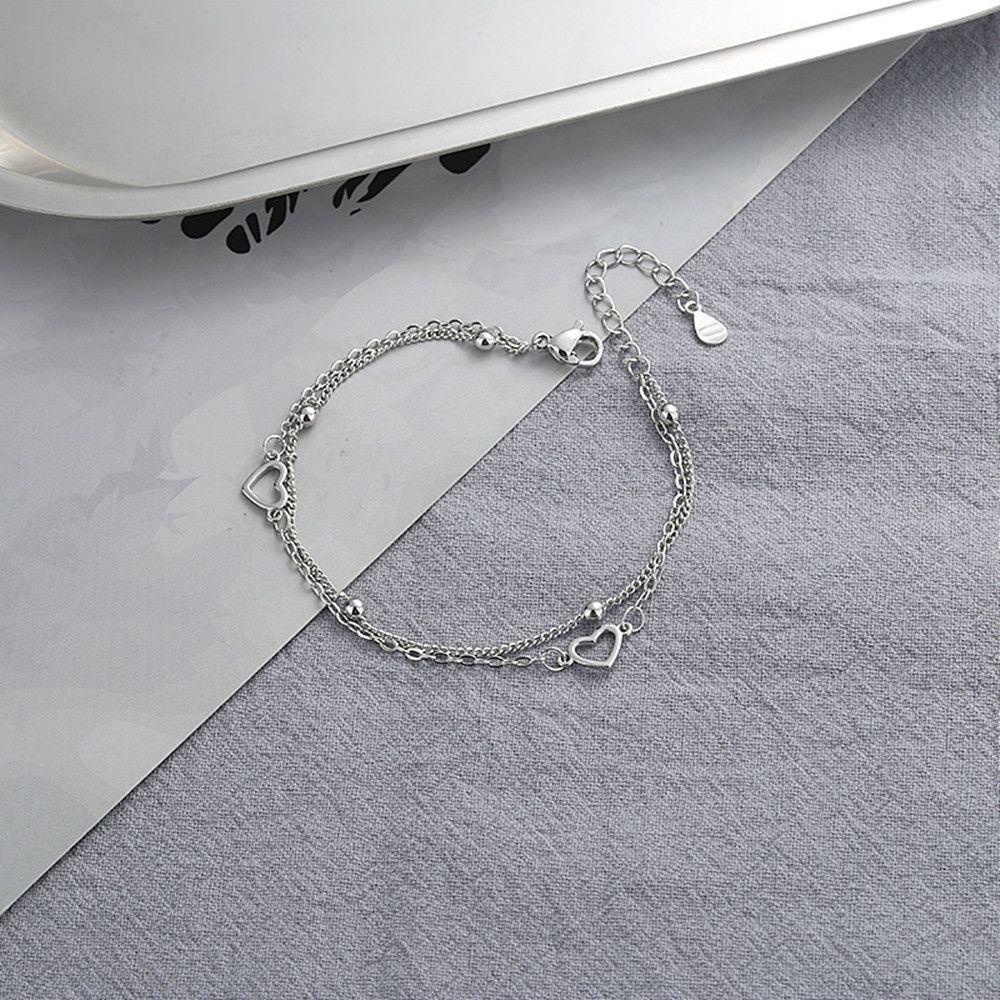 Vòng Tay Mạ Bạc 925 Mặt Hình Trái Tim Thanh Lịch Cho Nữ