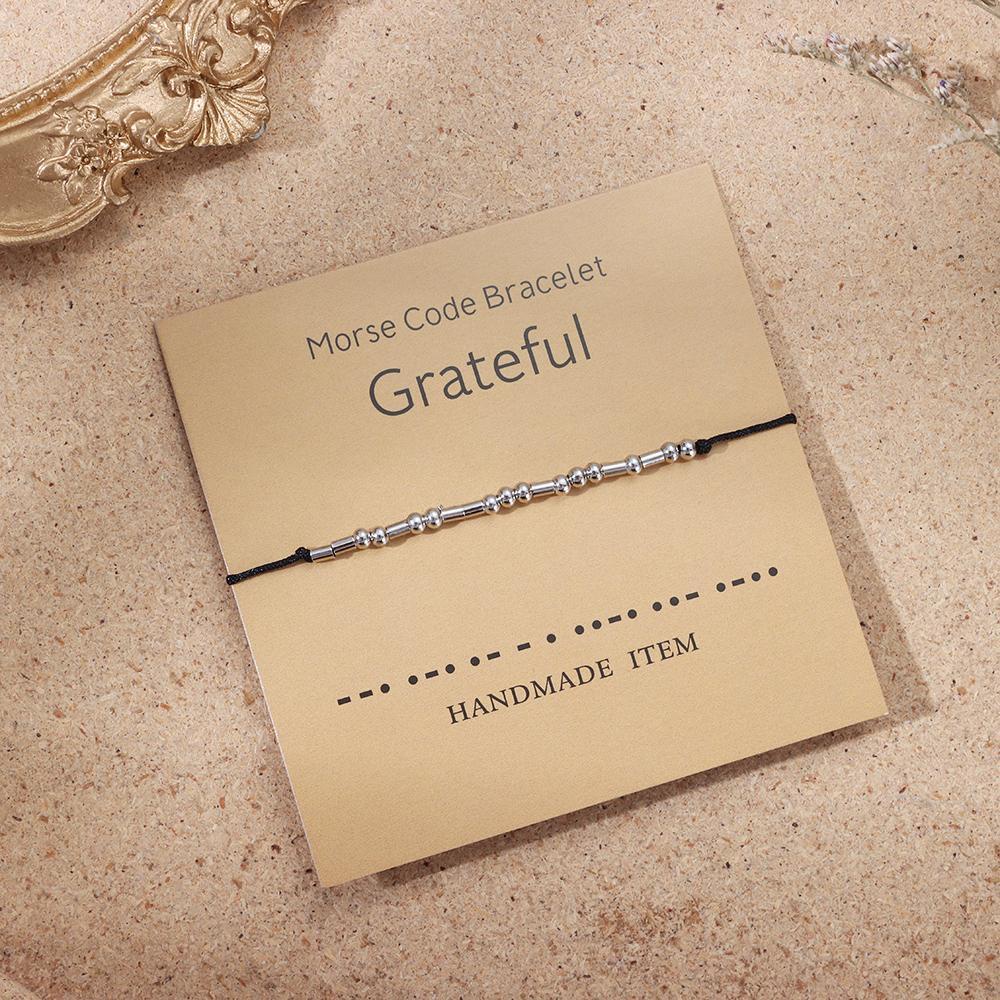 .Vòng Đeo Tay Cặp Đôi Kèm Thẻ Khắc Chữ Thankful Xinh Xắn
