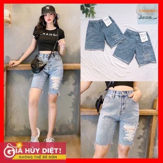 quần jean ngố rách 1 bên nữ