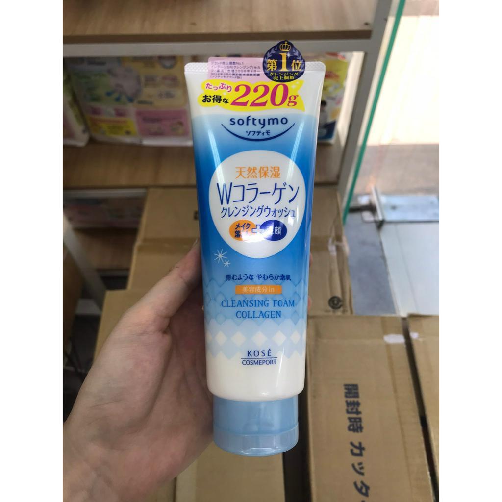 [Chính hãng] Sữa rửa mặt Kosé Softymo Cleansing Foam Collagen &amp; White Nhật Bản tuýp 220g, làm sạch sâu và dưỡng ẩm da