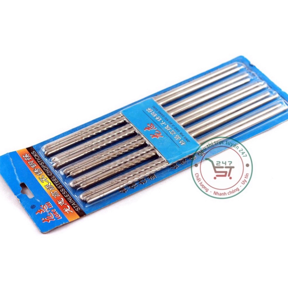 Bộ đũa ăn cơm inox sáng bóng bền đẹp giá rẻ đồ gắp thức ăn tiện lợi trong bữa ăn gia đình