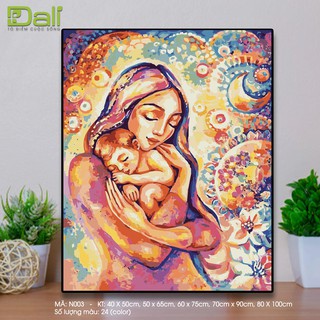 Tranh treo tường tự tô màu số hóa DALI Tranh Ấm Áp Lòng Mẹ N003