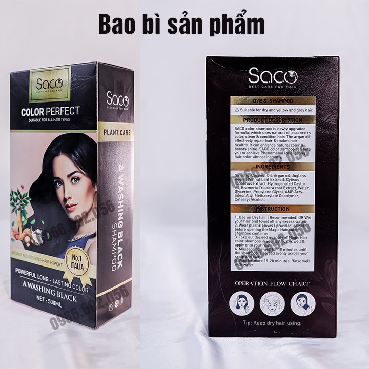 Dầu gội nhuộm tóc Nâu Hạt Dẻ SACO Chesnut Brown 06 từ thảo dược thiên nhiên không gây khô xơ tóc