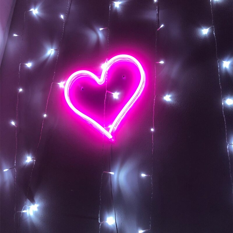 38cm Grote Hartvorm Dấu hiệu neon Muur Opknoping Licht Voor Bruiloft Slaapkamer Home Party USB Powered Valentijnsdag Kerst Decor