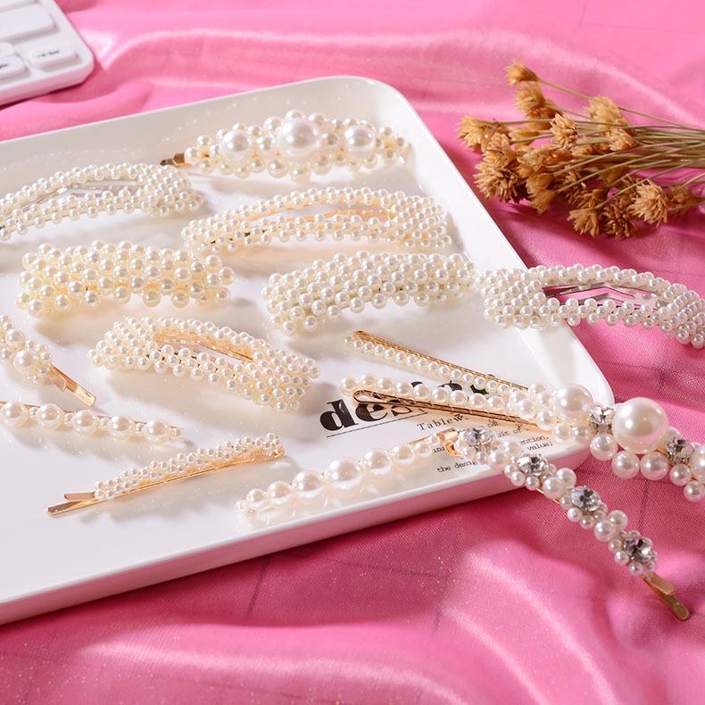 Kẹp Tóc Đính Ngọc Trai Nhân Tạo Thời Trang Hàn Quốc 1 Cái