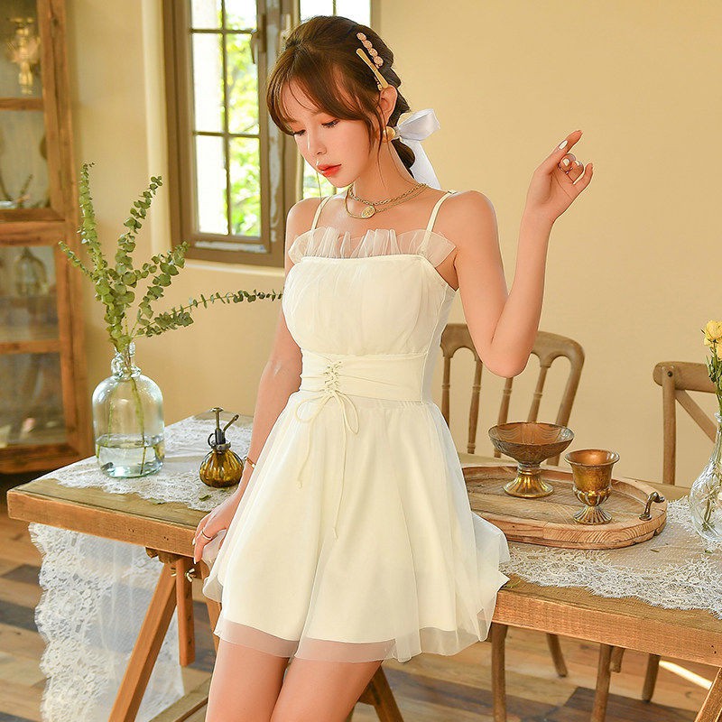 Tủ đựng & Hộp lưu trữÁo tắm một mảnh nước nóng màu đỏ xẻ tà loại