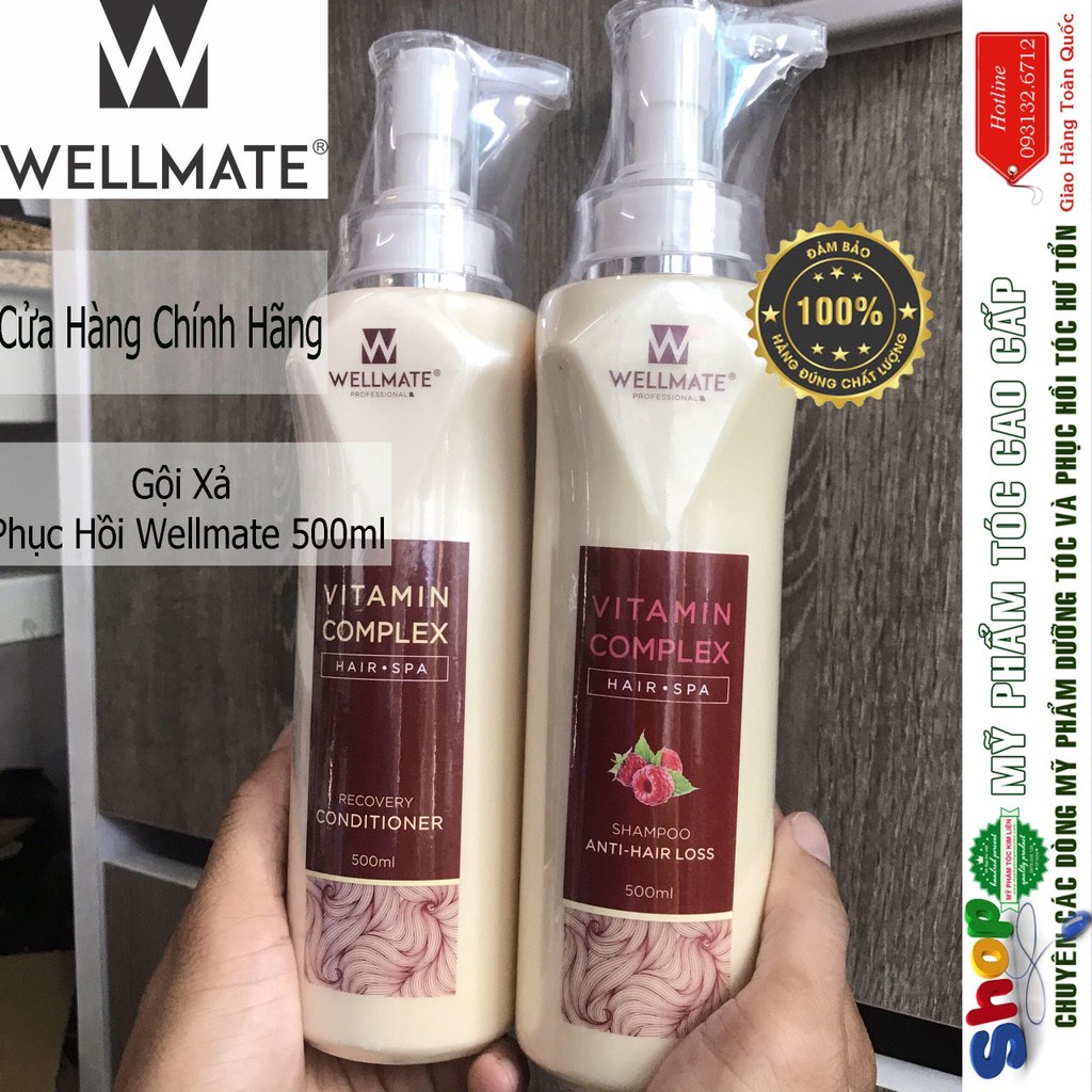 ✅ Hàng_Chính_Hãng_100%_New 2021✅Combo dầu gội xả chống rụng, phục hồi WELLMATE 500mlx 2 New 2021