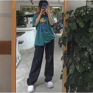 Quần Jeans Đen Rách Gối Cá Tính